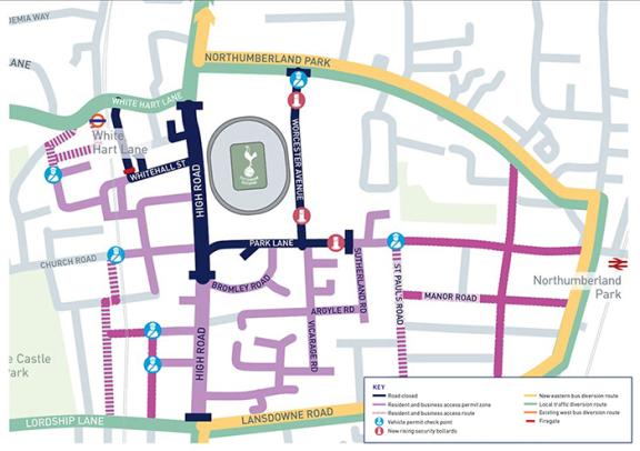 Tottenham Hotspur phase 3 road closure map