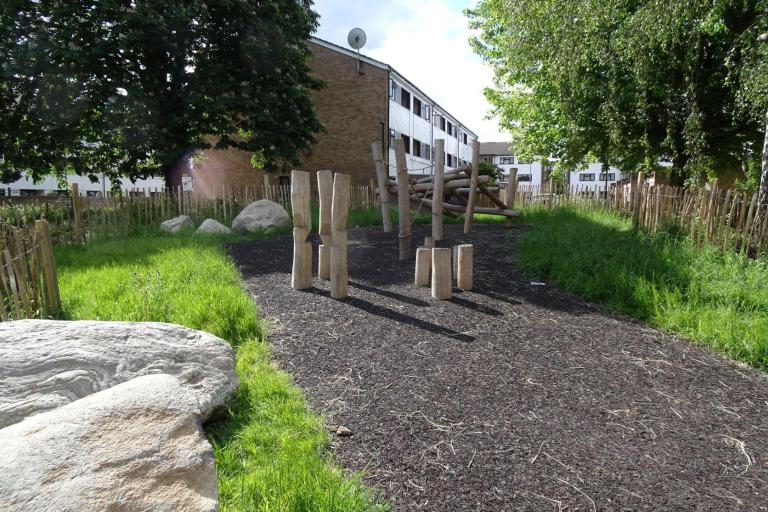 A park created as part of the Chesnut Road sustainable drainage system project.