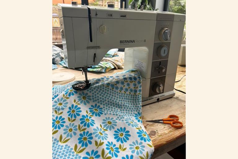 Sewing machine and flower fabric