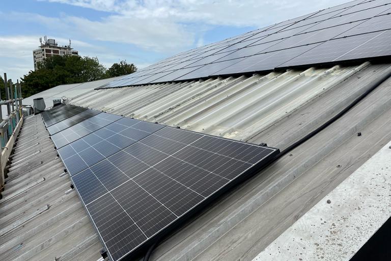 Solar panels on roof at Ten87 studio