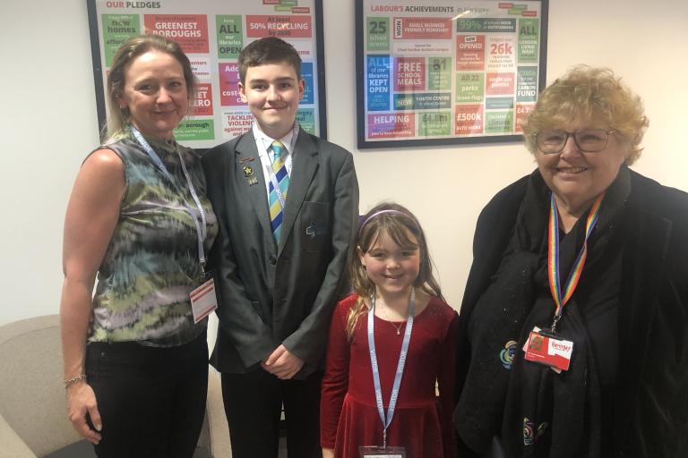 Cllr Brabazon with Jake, his mum Cathy and sister, Chloe