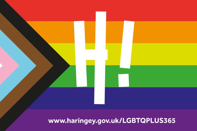LGBTQ  all inclusive flag with H logo