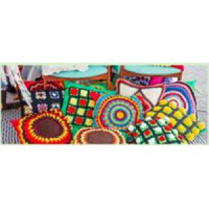 Coloured knitted cushions